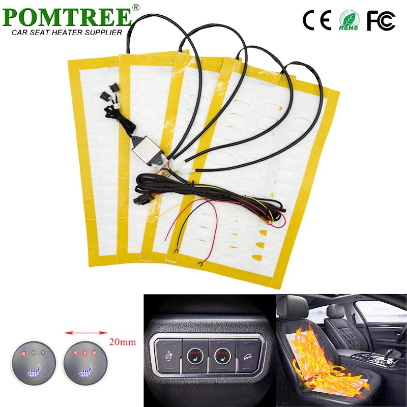 Universal 12V Car Seat Heater Kit Heating Pads 3-Level Square Switch