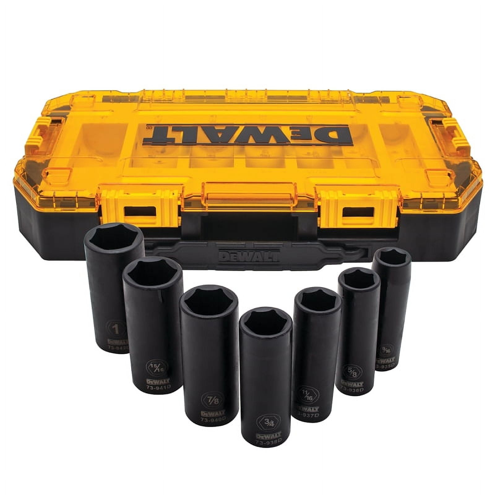 DEWALT DWMT74736 1/2-inch Drive Deep SAE Impact Socket Set - 7pc