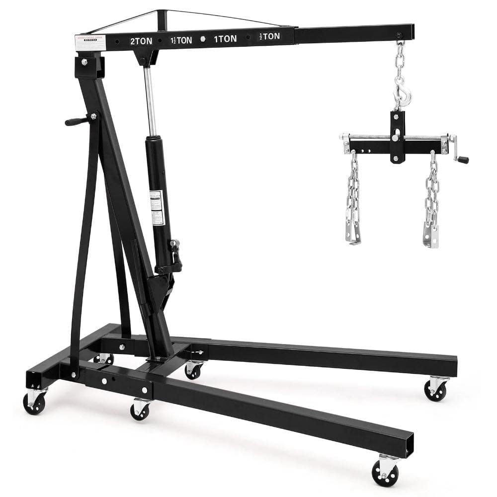 2 Ton 4400LB Engine Hoist Cherry Picker Shop Crane Black