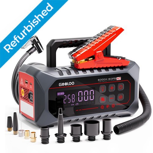 GOOLOO A7 Jump Starter with Air Compressor 6000A & 160PSI 12V Car Battery 12-in-1
