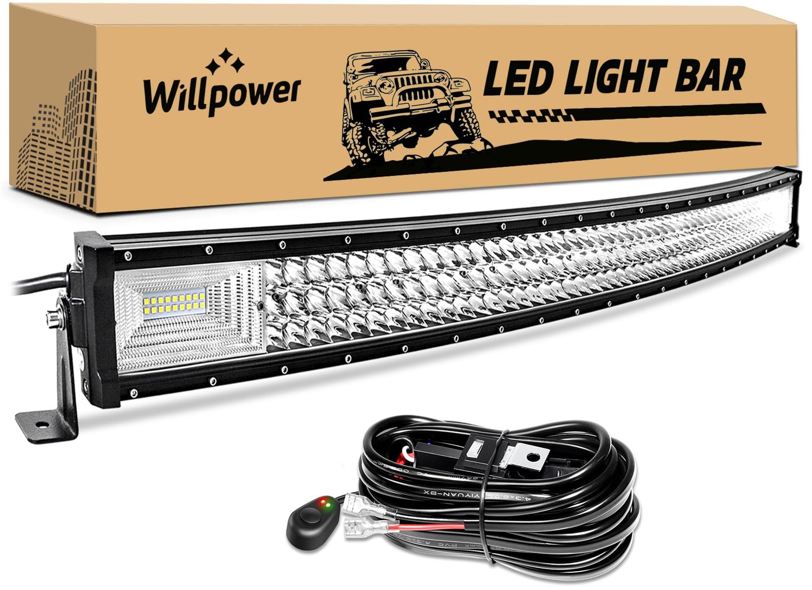 Willpower 52" Curved LED Light Bar 675W Offroad Driving Light