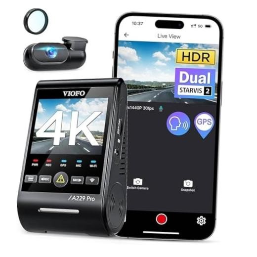 VIOFO A229 Pro 4K HDR Dash Cam, Front and Rear, Dual STARVIS 2 Sensors