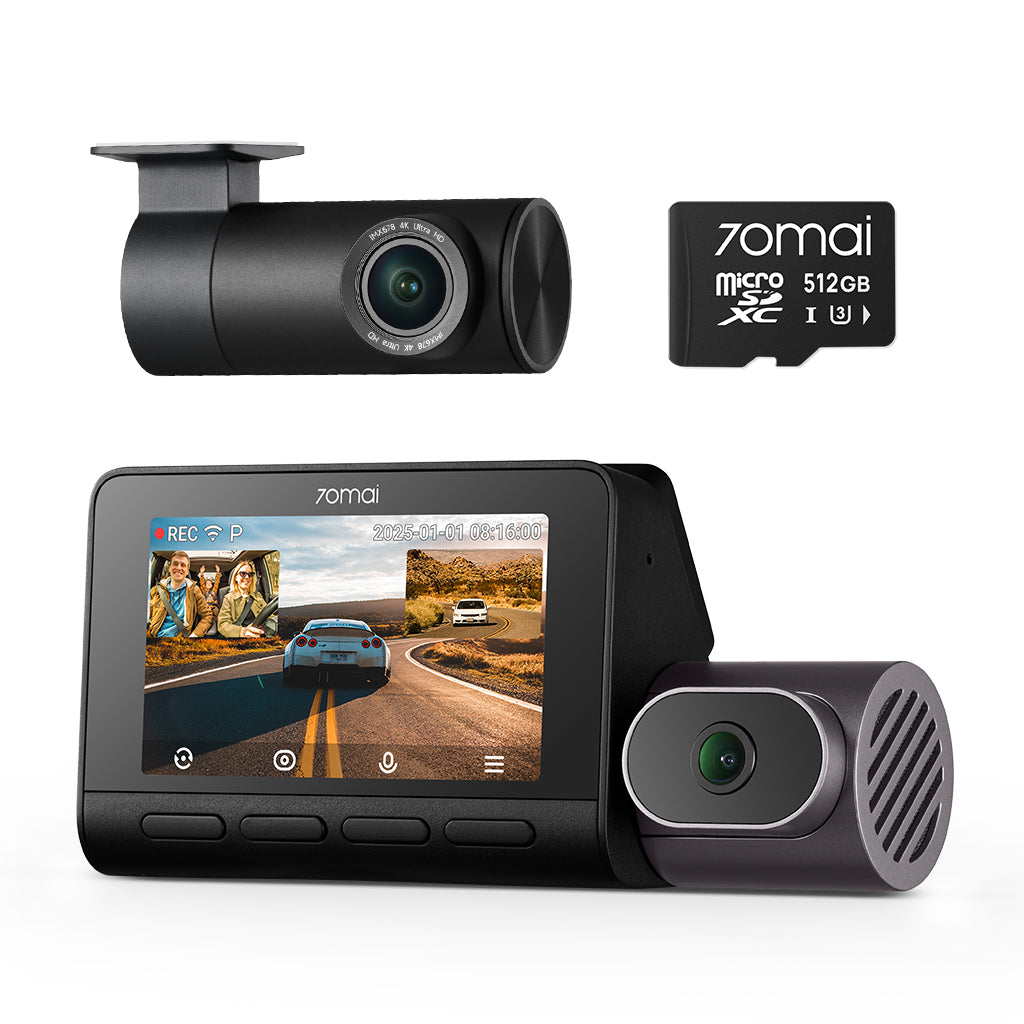 70mai 4K T800 3 Channel Dash Cam Front & Rear Inside with Hardwire Kit BRAND NEW