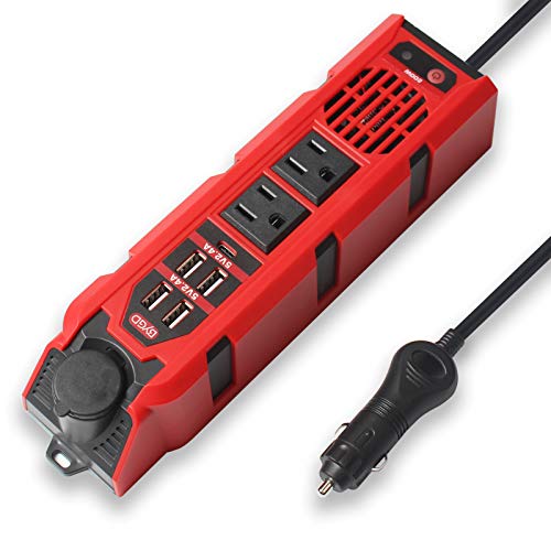 Red 200W Car Van Power Inverter DC 12V to AC 110V 120V Converter With 2 USB 2AC