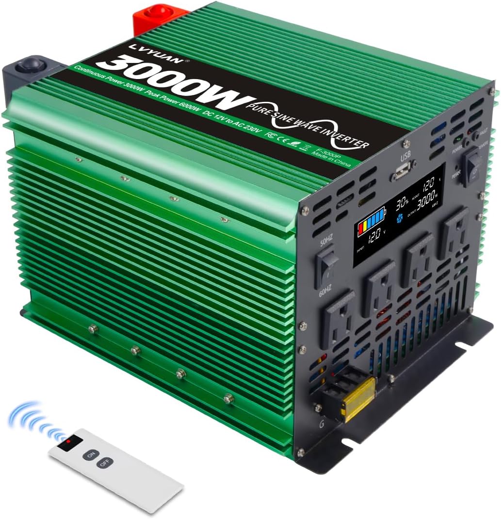 LVYUAN 3000W Pure Sine Wave Inverter 12V to 110V