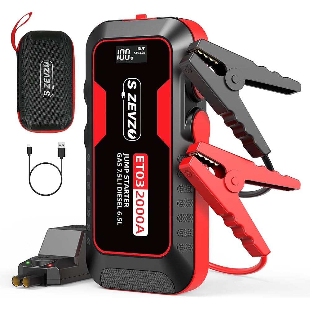 S ZEVZO ET03 Car Jump Starter 2500A, 74Wh Portable Jump Box