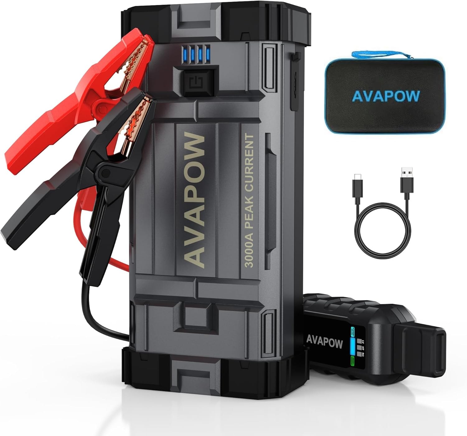 AVAPOW Car Battery Jump Starter 3000A Peak, Force Start Function