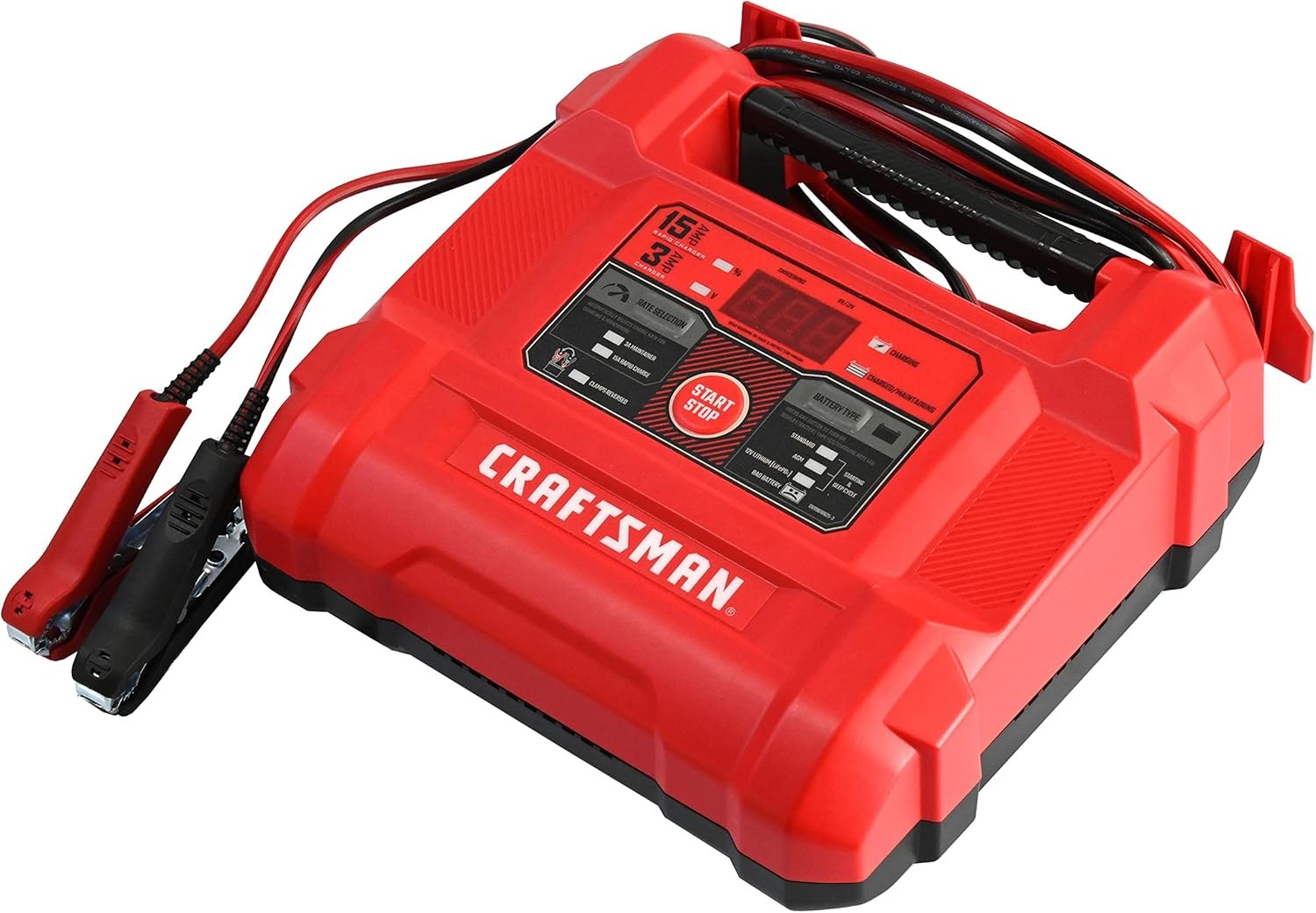 CRAFTSMAN 12A Car Battery Charger and Maintainer, 4-in-1, Battery Tester, 6V/12V