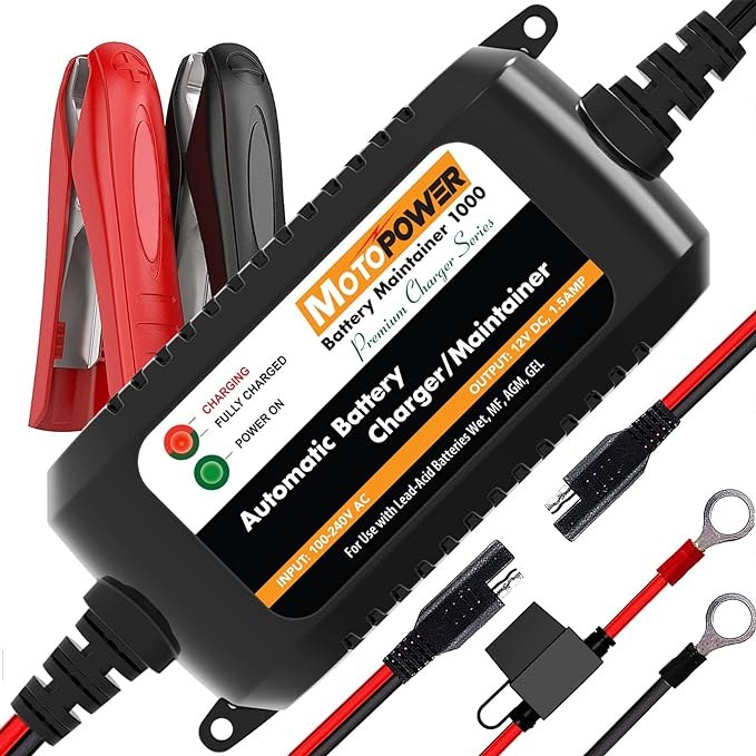 MOTOPOWER MP00206A 12V 1.5Amp Automatic Battery Charger, Battery Maintainer