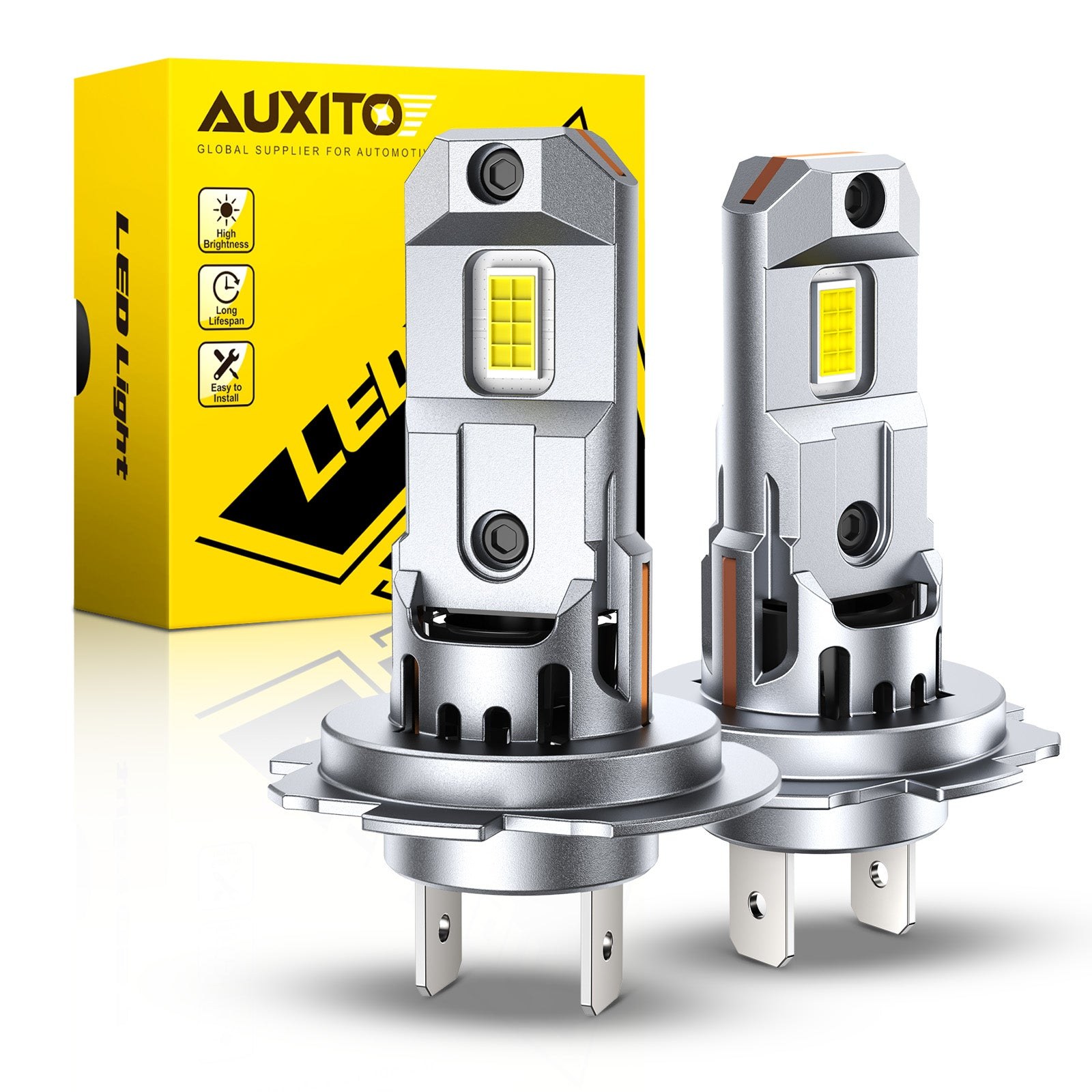 AUXITO H7 LED Headlight Bulb, 900% Brighter, 6500K White, 1:1 Mini Size