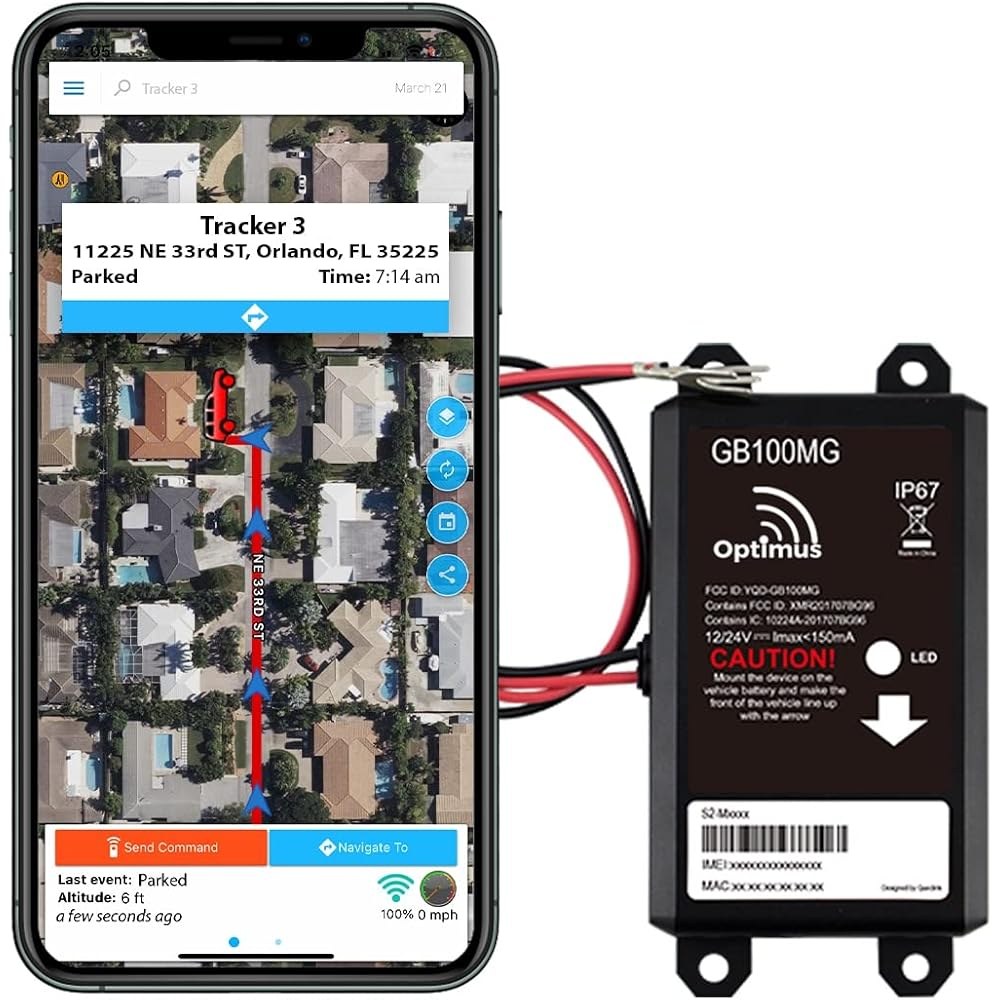 Optimus GB100M GPS Tracker for Vehicles, Easy Install on Car Battery