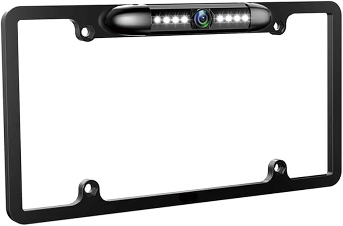 GLK License Plate Backup Camera HD Night Vision, 8 LEDs, 170-Degree Viewing Angle, Waterproof