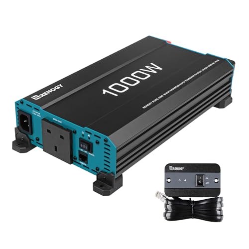 Renogy 1000W Pure Sine Wave Inverter with ECO Mode, 12V DC to AC 120V, Surge 2000W