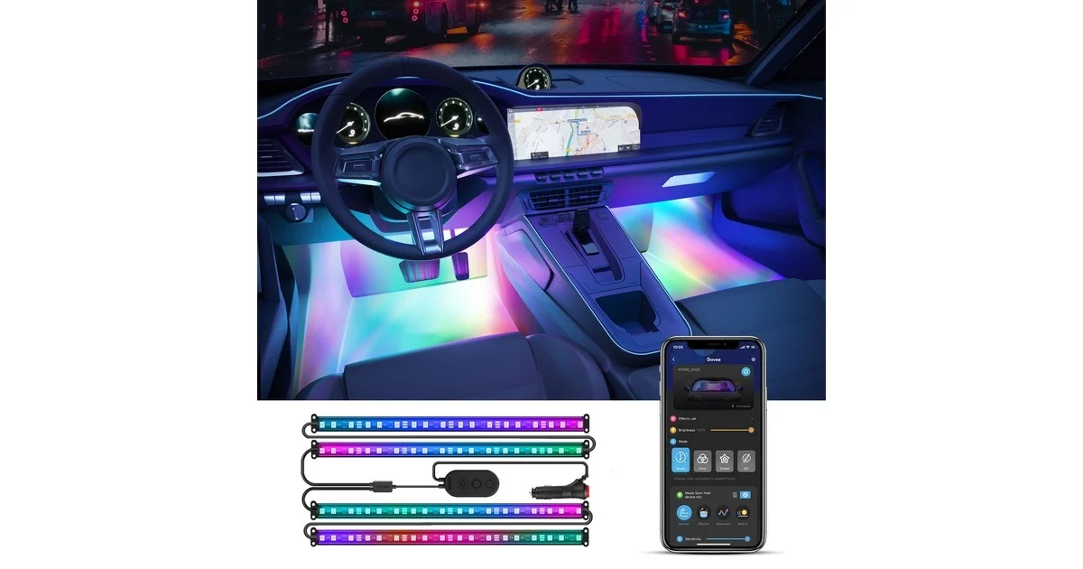 Govee Car LED Lights — Smart Interior, App Control, RGB, Music Mode