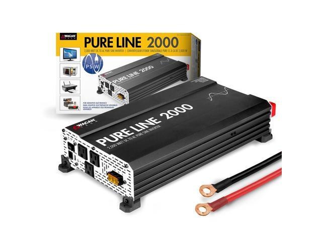 Wagan EL3808 Pure Line Power Inverter 2000 Watt DC 12V to 110V AC, Pure Sine Wave, ETL Certified