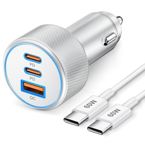 KENHAO 67W 3-Port Super Fast Type C Car Charger with 3FT USB-C Cable