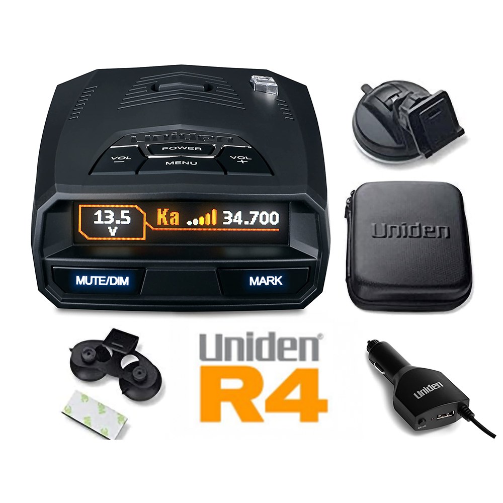 Uniden R4 Radar Detector, Single Antenna, Dual LNAs, Bluetooth, BSM Filtering
