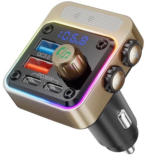 Nulaxy 54W Bluetooth 5.3 Car Adapter FM Transmitter