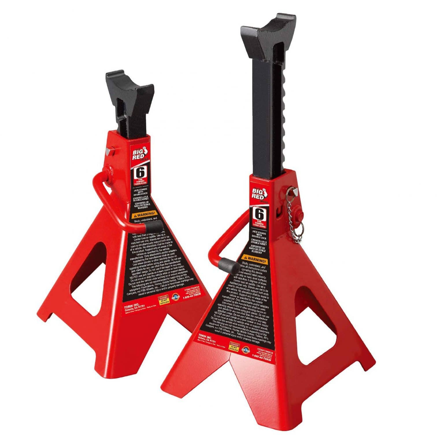 BIG RED Torin Steel Jack Stands — 6 Ton, Double Locking (T46002A)