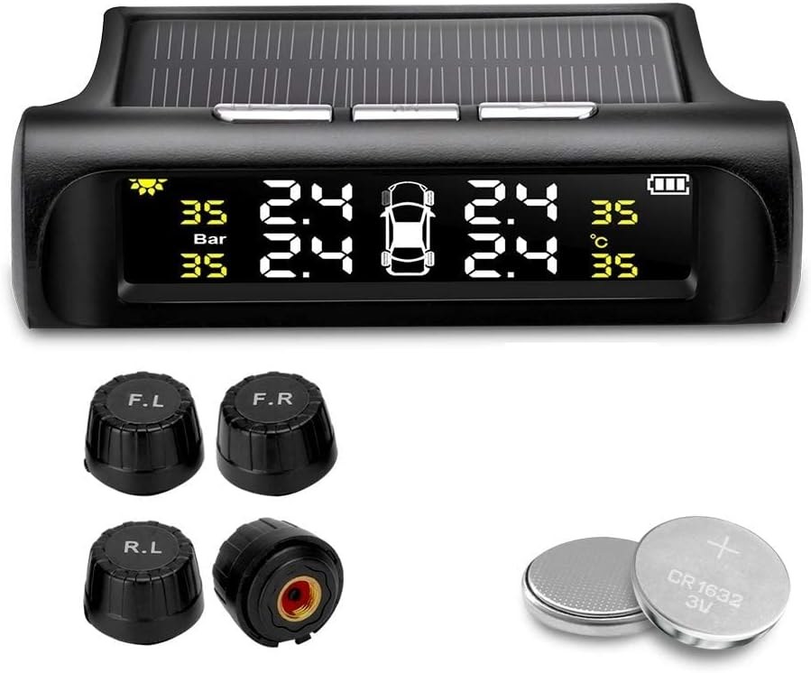 Jansite Tire Pressure Monitoring System Wireless Solar TPMS, 4 External Sensors