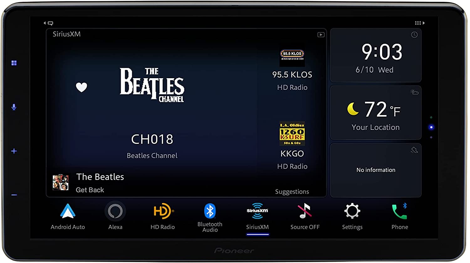 Pioneer DMH-WT6000NEX Floating Display Receiver, Wireless CarPlay/Android Auto