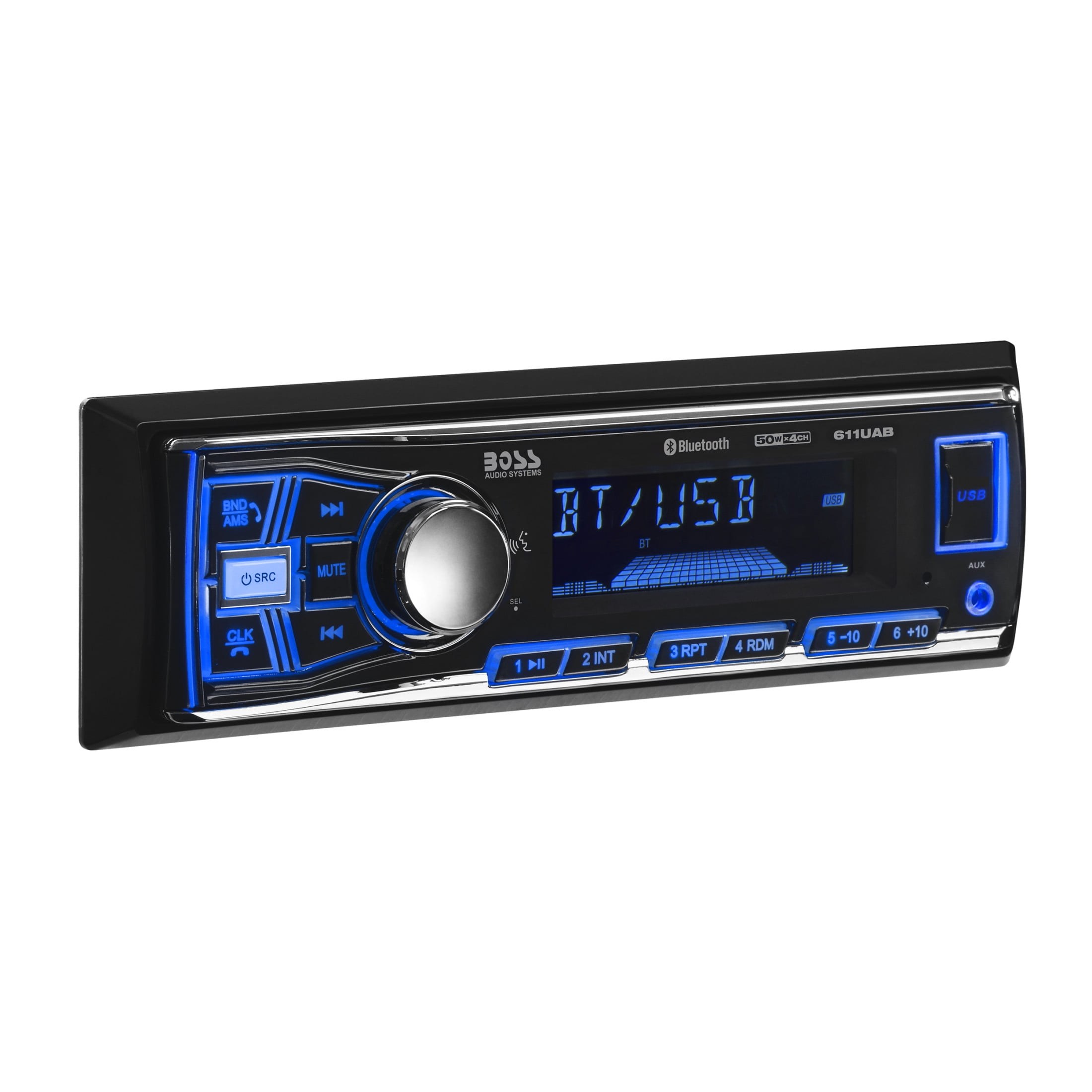 BOSS Audio Systems 611UAB Single-DIN Bluetooth Car Stereo, Hands-Free Calling, USB & AUX
