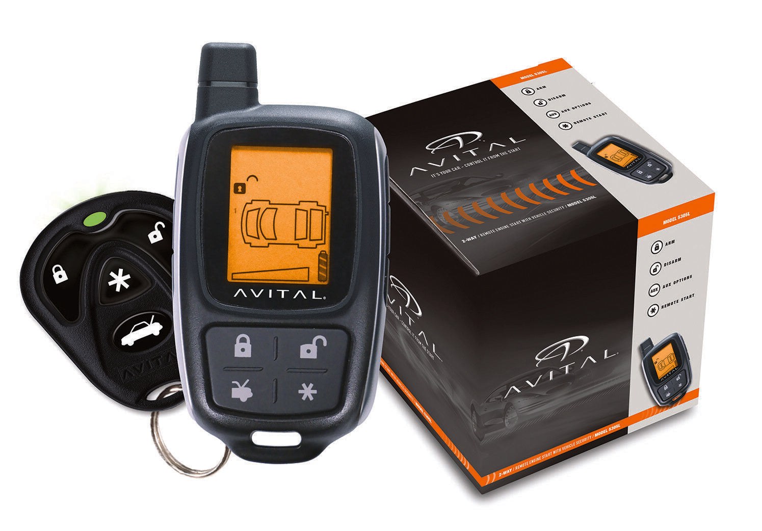 Avital 5305L Security System with 2-Way LCD Display and Remote Start, 1500 ft