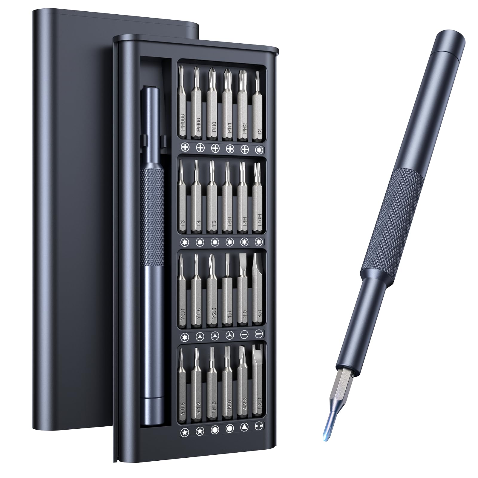 AXTH 25-in-1 Small Precision Screwdriver Set, Professional Magnetic Mini Repair Tool Kit for Phone, Computer, Watch, Laptop, Macbook, Ring Doorbell, Eyeglass, Electronic, Bearing Steel