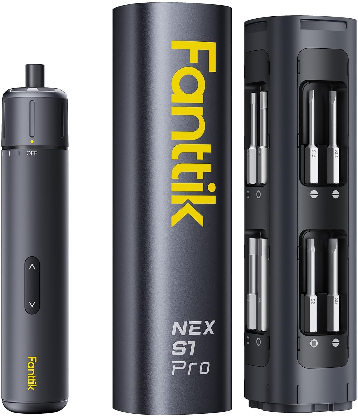Fanttik S1 Pro Electric Screwdriver, Power Screwdriver with 16 S2 Steel Bits, 3 Torque Settings, Max 6 N.m, 2000mAh Battery, LED Light & 1/4'' Hex, Ideal Tool for Furniture & Gaming PC