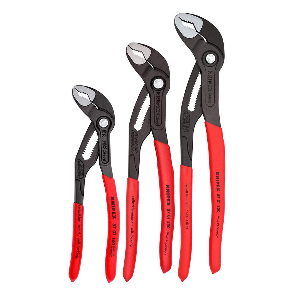 KNIPEX Tools - 2 Piece Cobra Pliers Set (87 01 180 & 87 01 250) (003120V01US), Red