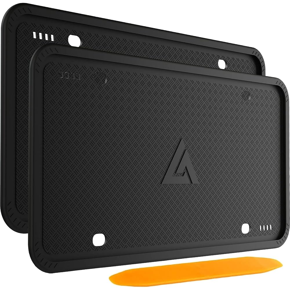 Aujen Silicone License Plate Frames — Black, 2-Pack