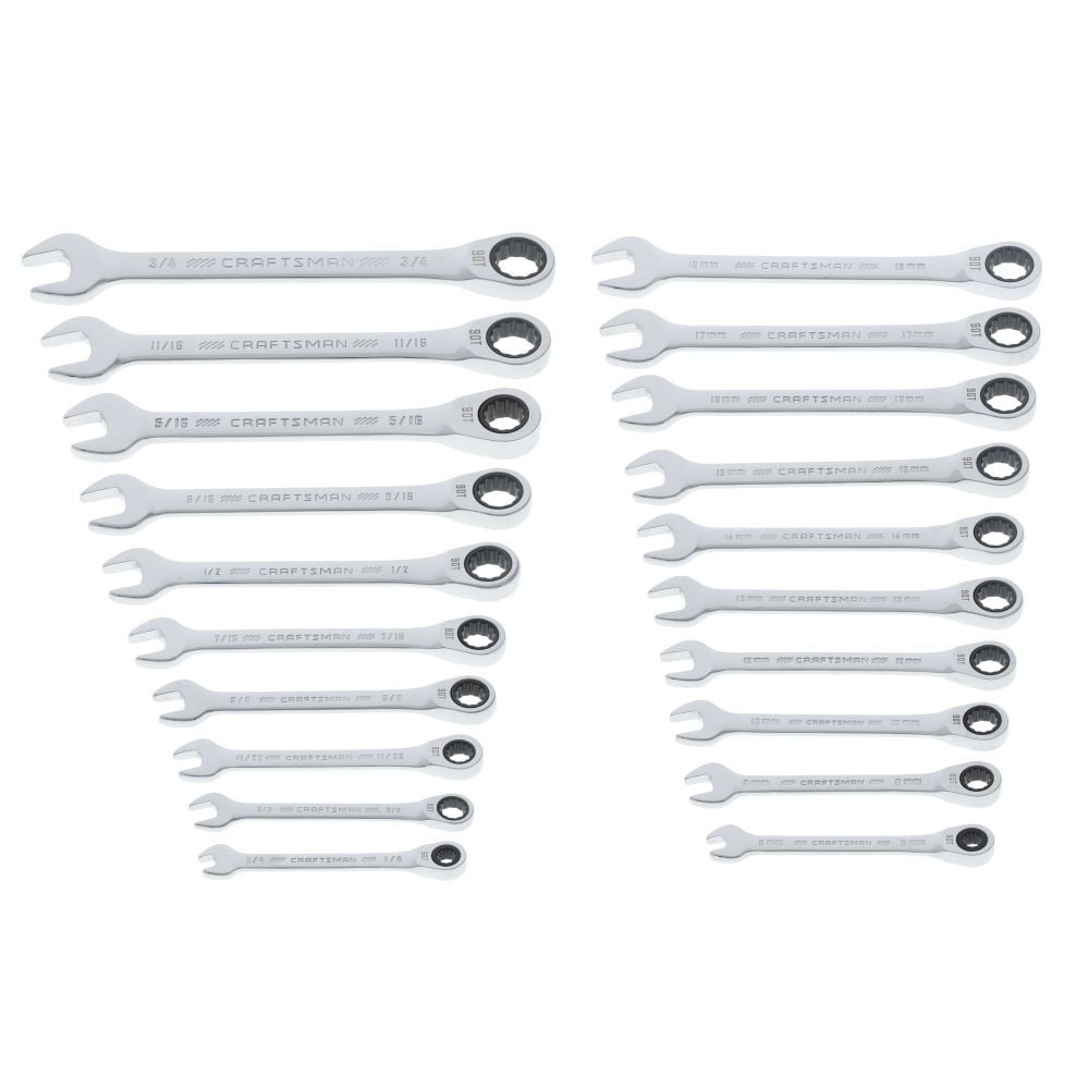 CRAFTSMAN 20 Piece Ratcheting Combination Wrench Set, SAE/Metric (CMMT87220)