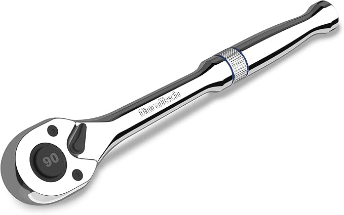 DURATECH 1/4-Inch Drive Ratchet, 90-Tooth Quick-release Ratchet Wrench, Reversible, Chrome Alloy Made, Full Polished