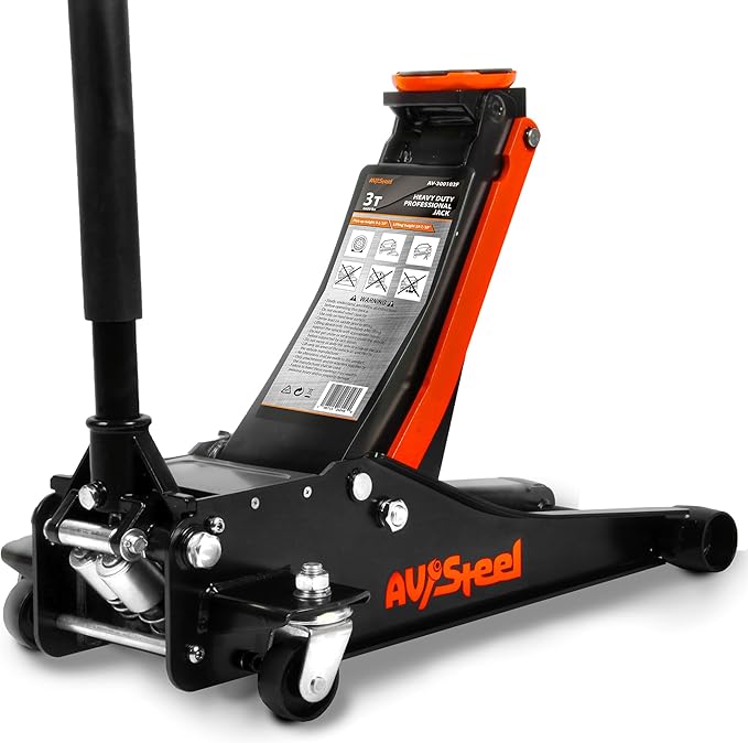 AV Steel 3 Ton Floor Jack (6600 lbs), Heavy Duty Hydraulic Jack for Car, Heavy-Duty Floor Jack with Single Piston Pump, Quick Lift Car Jack 3 ton with Lifting Range 5.5'' to 18.5''