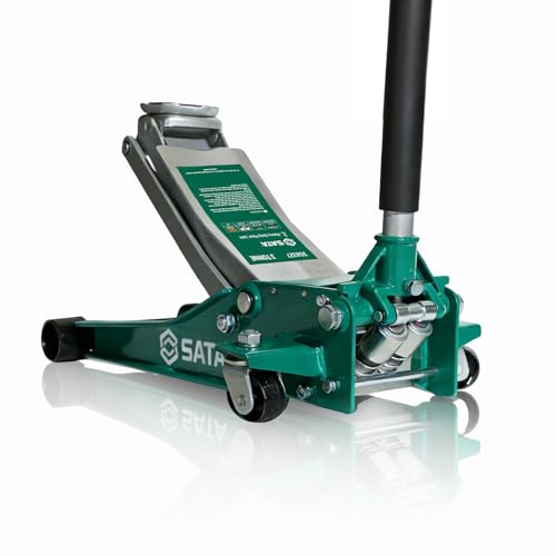 SATA 3-Ton (6,600 lb) Heavy-Duty Steel Floor Jack Ultra-Low Profile Design (2-11/16" Height) with Dual-Piston Quick Lift Pump, Tested for 1.5X Overload for Ultimate Safety