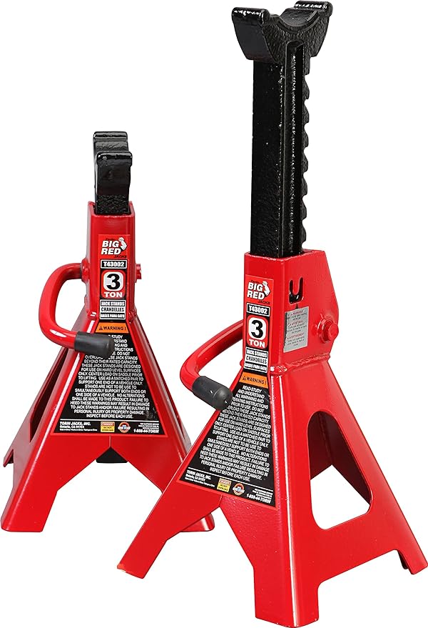 BIG RED T43202 Torin Heavy Duty Steel Jack Stands: 3 Ton (6,000 lb) Capacity Car Lifting Stand, 1 Pair (Not Suitable for SUV,Truck)