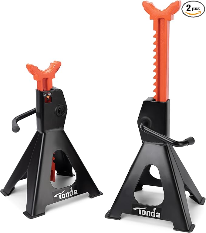 TONDA Jack Stands 3 Ton, Extra Tall Heavy Duty Car Jack Stand, 13.39-21.06 inch Adjustable Height for SUV, MPV and UTV/ATV, Black, 1 Pair