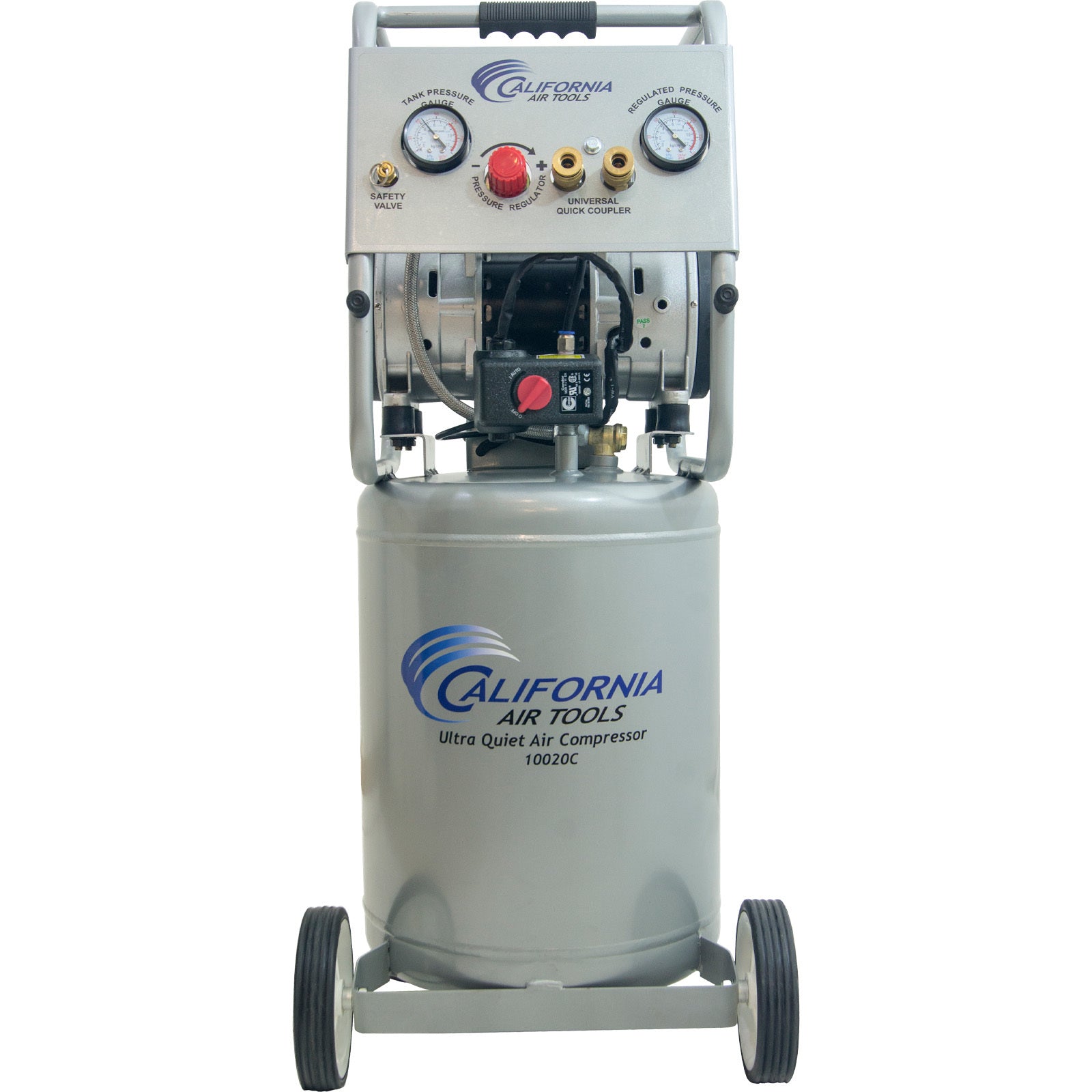 California Air Tools 10020C 2.0 HP Ultra Quiet and Oil-Free Air Compressor, 10 Gallon Steel Tank with Wheels, 70 dBA Noise Level