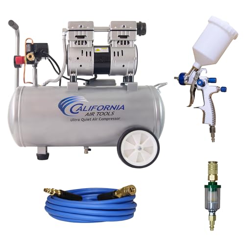California Air Tools 8010 1.0 HP Ultra Quiet and Oil-Free Air Compressor, 8 Gallon Steel Tank, Lightweight with Wheels, 60 dBA Noise Level