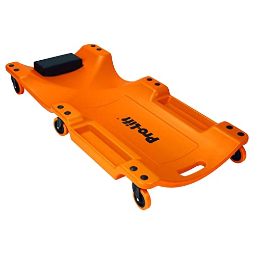 Pro Lift Mechanic Plastic Creeper 40 Inch - Blow Molded Ergonomic HDPE Body with Padded Headrest & Dual Tool Trays - 350 Lbs Capacity Red