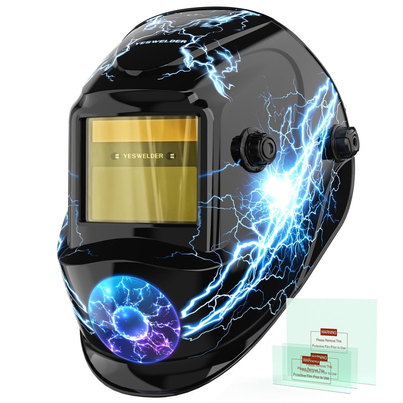 YESWELDER Auto Darkening Welding Helmet, Blue Light Blocking, 1/1/1/1 True Color Solar Powered Welding Hood with 2 Arc Sensors, Wide Shade 3.5/9-13 Welder Mask for TIG MIG ARC and Grind