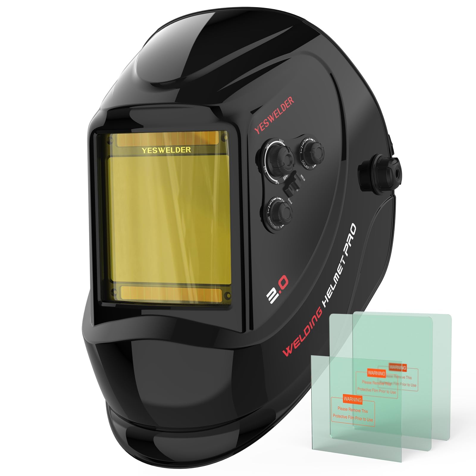YESWELDER Flip-up Auto Darkening Welding Helmet with Large view, Digital Welding Lens, 1/1/1/1 True Color 4 Arc Sensor Wide Shade 4/5-9/9-13 Welder Mask for TIG, MIG, ARC, CUT and GRIND
