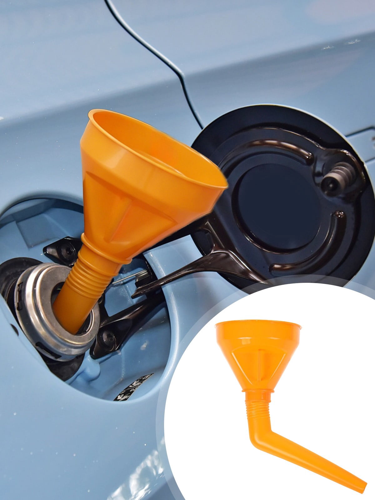Long-Neck Oil Funnel for Automotive – Multi-Function Plastic Funnel for Oil, Gas & Lubricants – Universal Car Accessory (Blue (1-Pack))