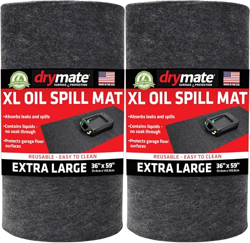 Drymate XL Oil Spill Mat (36" x 59"), Premium Absorbent Oil Pad, Reusable, Washable, Durable, Waterproof Backing Contains Liquids, Protects Garage Floor Surface (USA Made)