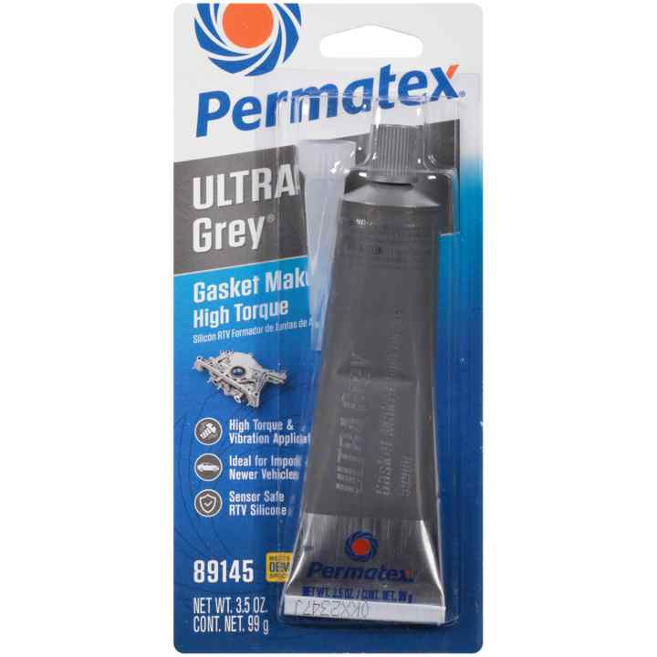 Permatex 82194 Ultra Grey Rigid High-Torque RTV Silicone Gasket Maker, Sensor Safe And Non-Corrosive, For High Torque And Vibration Resistant Applications, 3 oz
