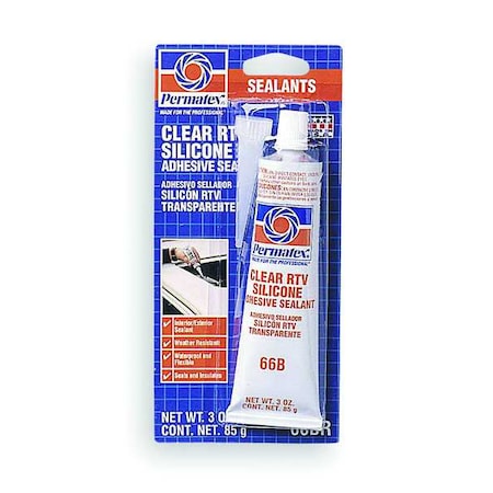 Permatex 80050 Clear RTV Silicone Adhesive Sealant, 3 oz