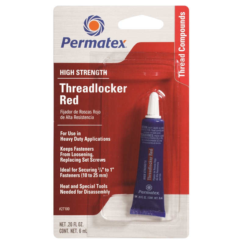 Permatex 27100 .20 Oz Red High Strength Threadlocker