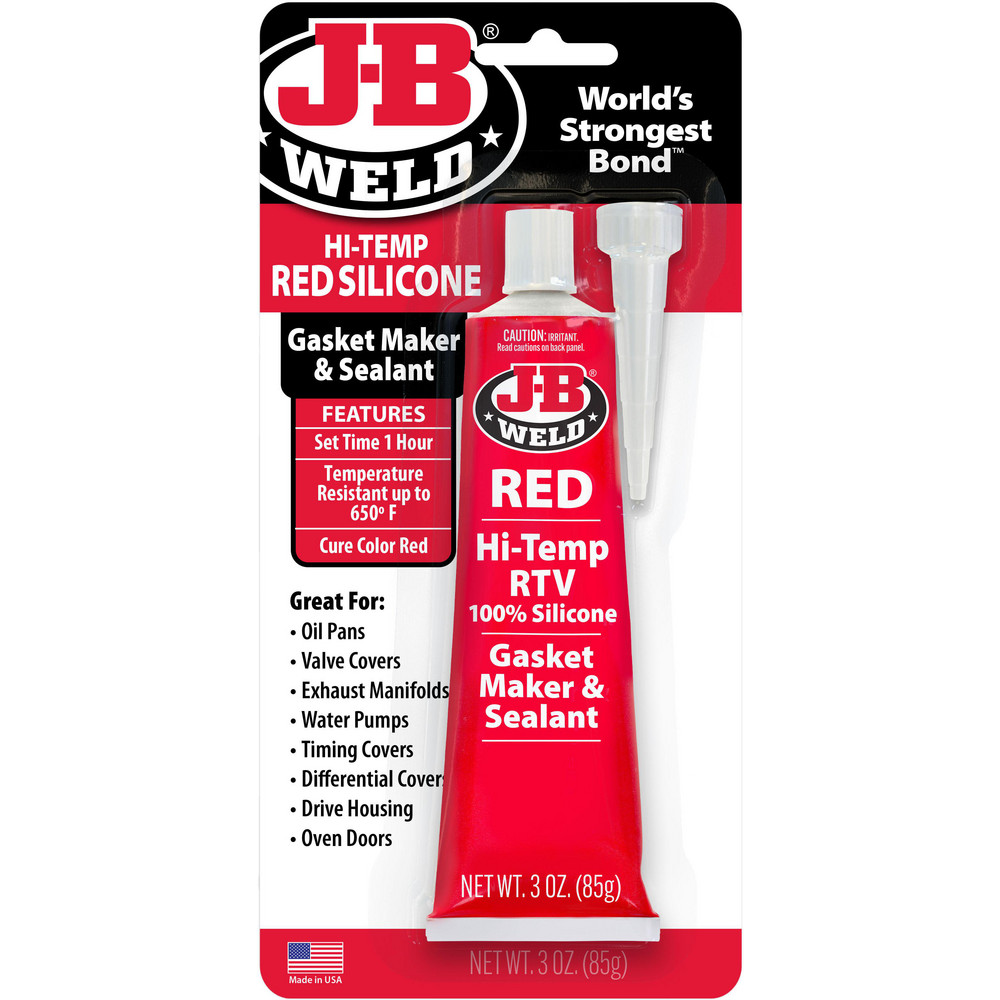 J-B Weld 31314 High Temperature RTV Silicone Gasket Maker and Sealant - Red - 3 oz.