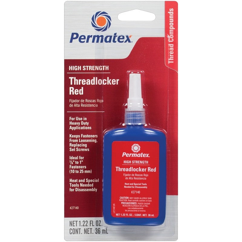 Permatex 27140 High Strength Threadlocker Red, 36 ml