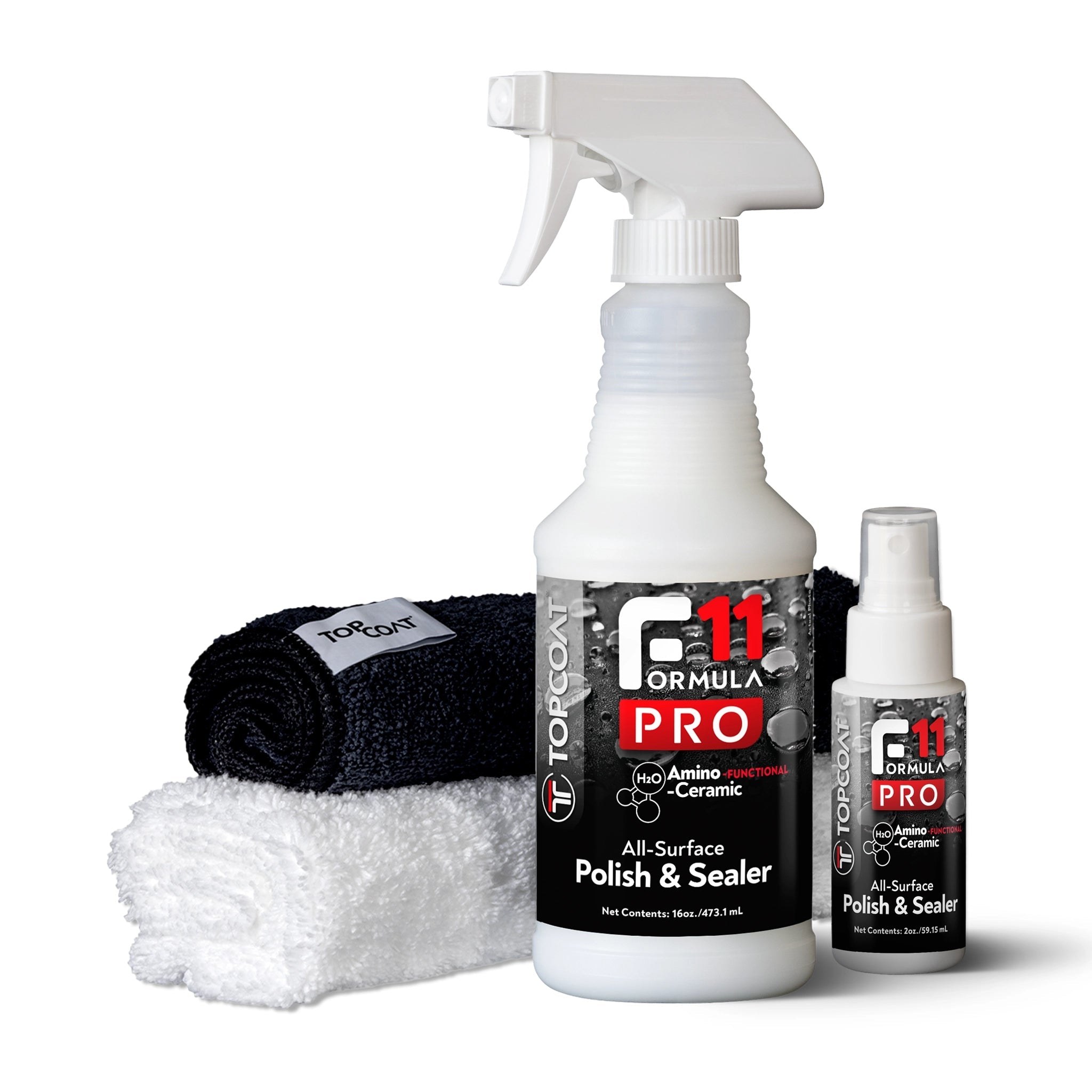 TopCoat F11PRO Ceramic Coating Starter Kit - 16 oz + 2 oz Travel Bottle + 2 Towels